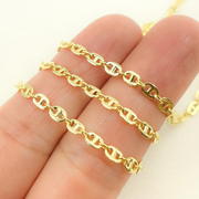 14K Solid Yellow Gold Flat Marina Link Chain